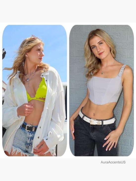 3 Pack Faux Leather Belts for Jeans with Gold Buckle main image 4